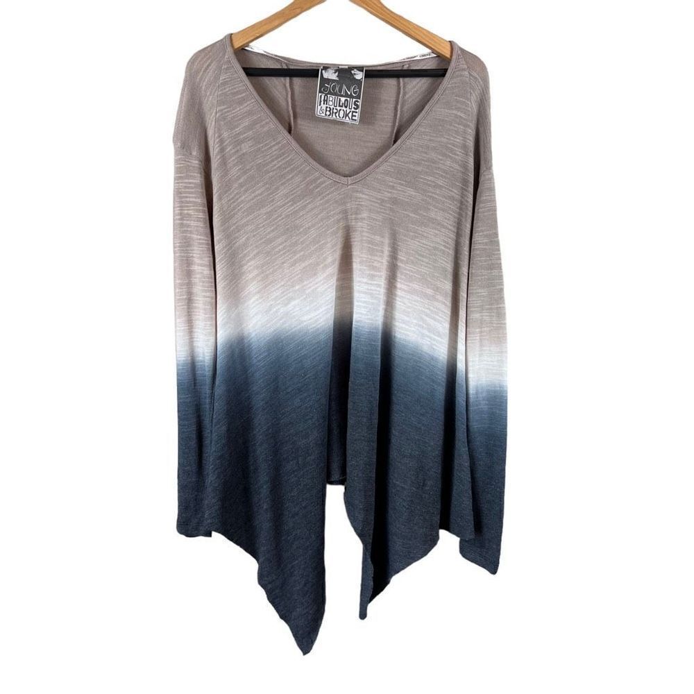Young Fabulous & Broke Ombré Asymmetrical  V-neck Sweater